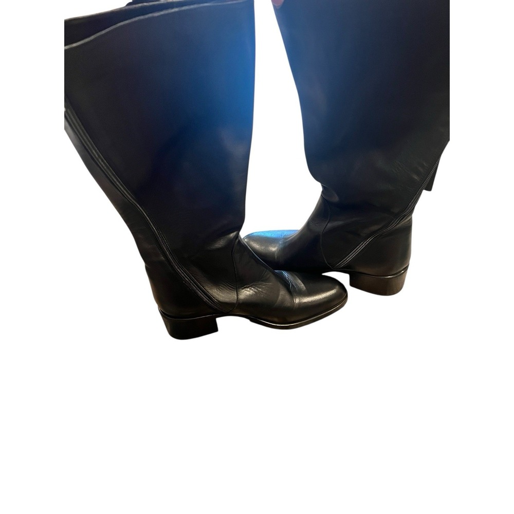 Emanuele Crasto Tall Leather Boots Double Zip, Leather handcrafted‎ Italy New